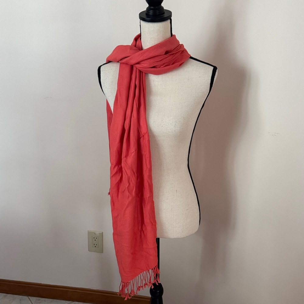 Vibrant Coral and Purple Women's Scarf - Picture 3 of 4